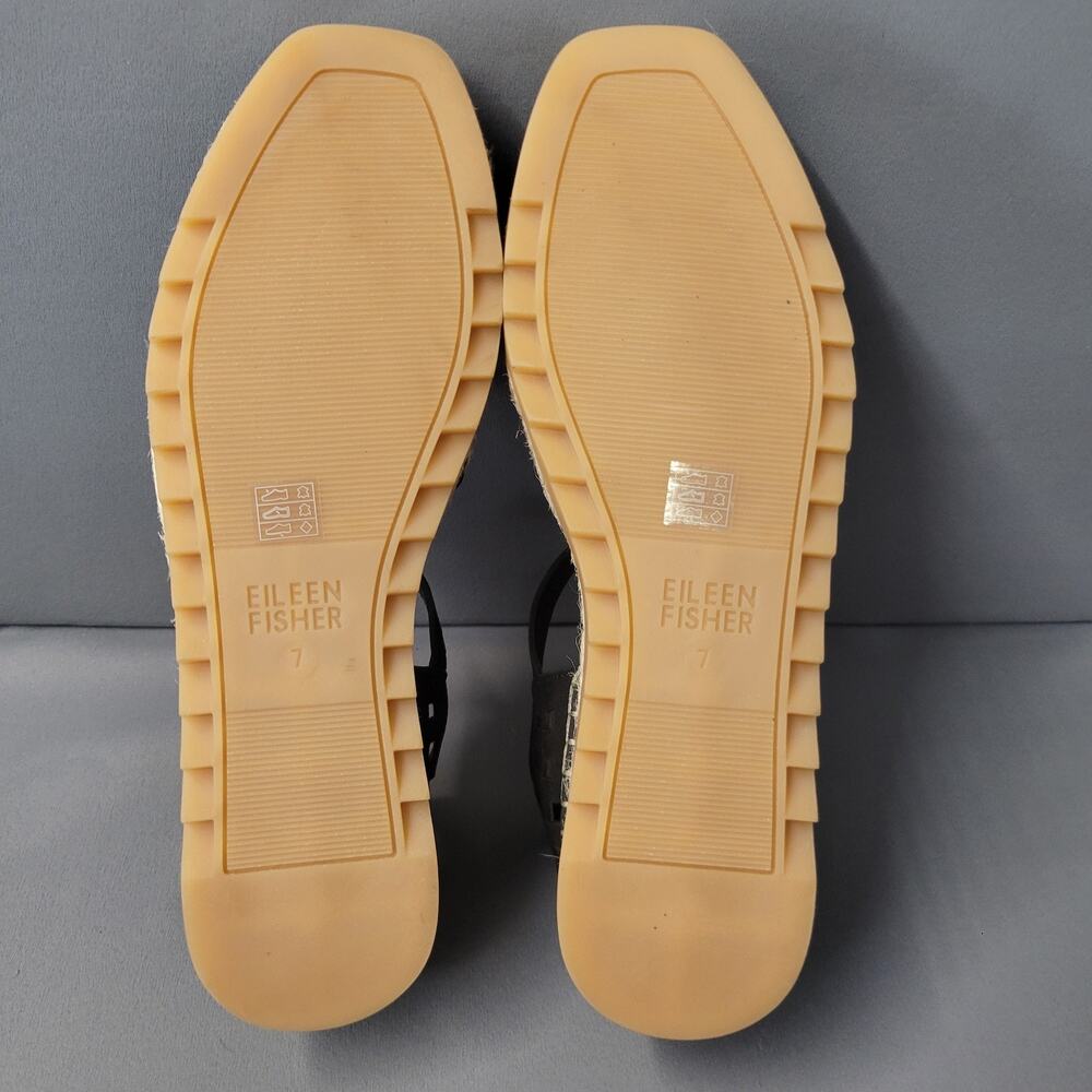 Eileen Fisher Shoes Womens 7 Black Tumbled Nubuck Bijou Espadrille Sandals NEW - Picture 10 of 12